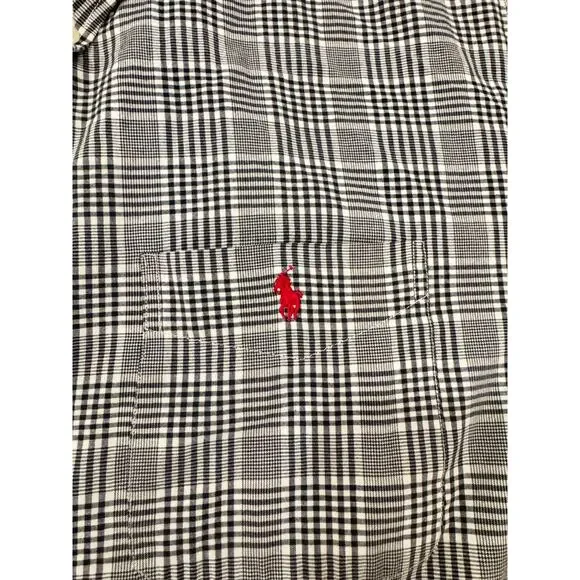 POLO Ralph Lauren Plaid Button Down Short Sleeve Shirt Logo Men’s XL FLAW Preppy - Picture 3 of 16